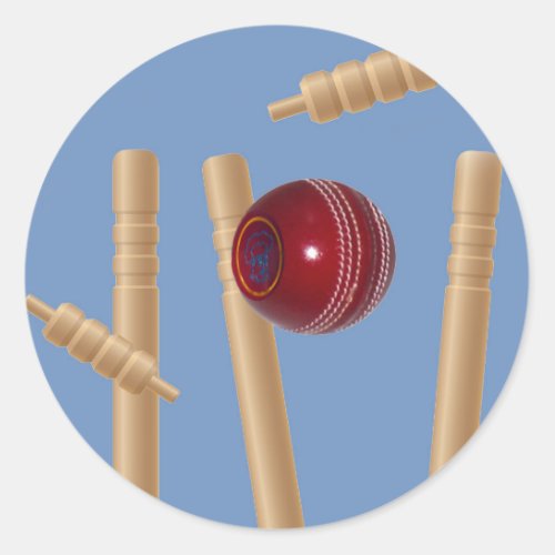 Cricket Ball And Stumps Classic Round Sticker