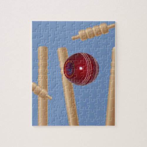 Cricket Ball And Stumps Jigsaw Puzzle