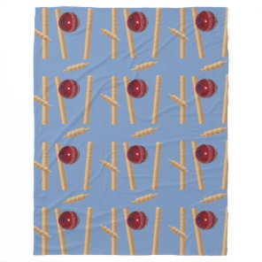 Cricket Ball And Stumps, Large, Fleece Blanket