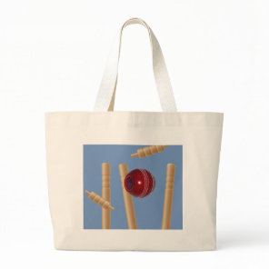 Cricket Ball And Stumps, Large Tote Bag