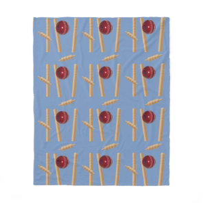 Cricket Ball And Stumps, Medium, Fleece Blanket