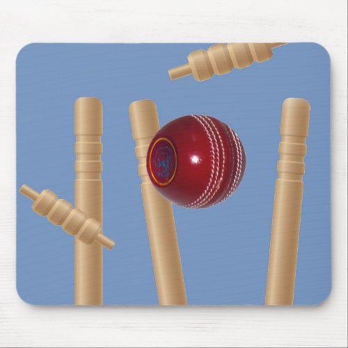 Cricket Ball And Stumps Mouse Pad