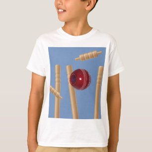 Cricket Ball And Stumps, T-Shirt