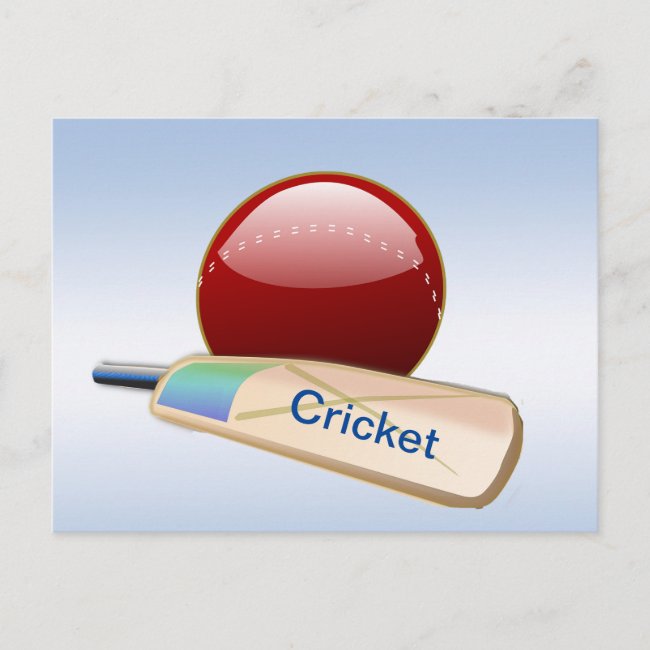 Cricket Ball Bat 2025 Calendar on Back Postcard