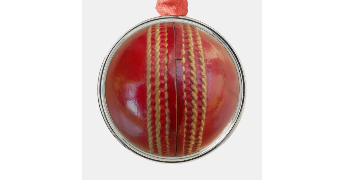 Cricket Ball Christmas tree ornament, Metal Ornament Zazzle
