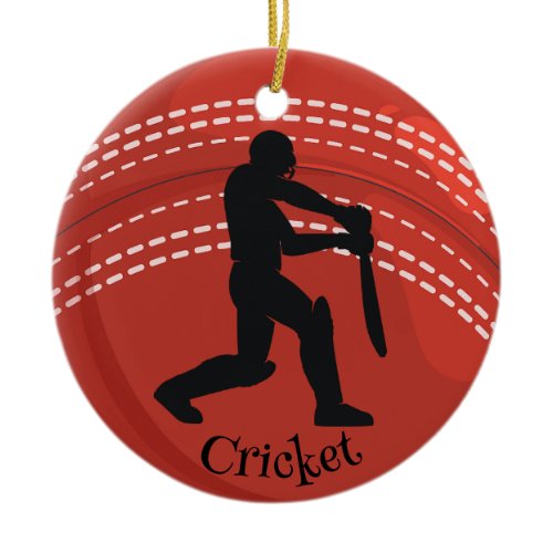 Cricket Ball Cricketer Design Ceramic Ornament