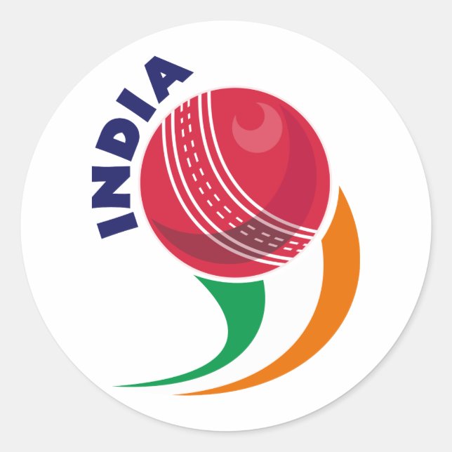 cricket ball flying out India Classic Round Sticker (Front)