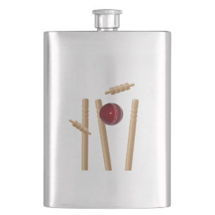Cricket Ball Hitting Stumps, Classic Hip Flask