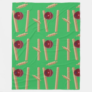 Cricket Ball Hitting Stumps, Large, Fleece Blanket
