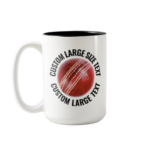 Cricket Ball & Large Text BLACK 15oz Custom Two-Tone Coffee Mug