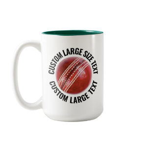 Cricket Ball & Large Text HUNTER GREEN 15oz Custom Two-Tone Coffee Mug
