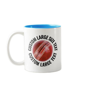 Cricket Ball & Large Text LIGHT BLUE 11oz Custom Two-Tone Coffee Mug