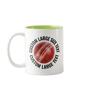 Cricket Ball & Large Text LIME GREEN 11oz Custom Two-Tone Coffee Mug