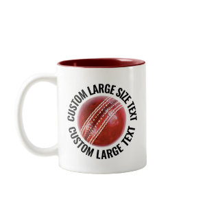 Cricket Ball & Large Text MAROON 11oz Custom Two-Tone Coffee Mug