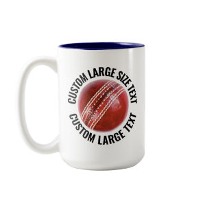 Cricket Ball & Large Text NAVY BLUE 15oz Custom Two-Tone Coffee Mug