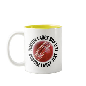 Cricket Ball & Large Text YELLOW 11oz Custom Two-Tone Coffee Mug