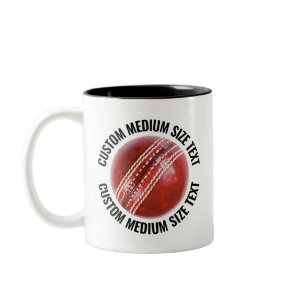 Cricket Ball & Medium Text BLACK 11oz Custom Two-Tone Coffee Mug