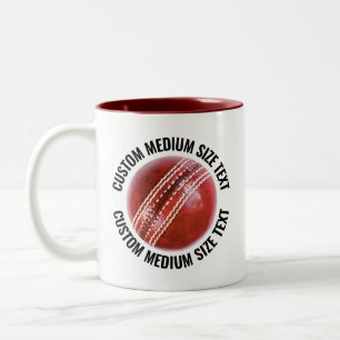 Cricket Ball & Medium Text MAROON 11oz Custom Two-Tone Coffee Mug
