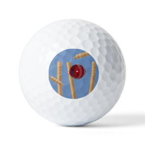 Cricket Ball On Blue Smashing Cricket Stumps,