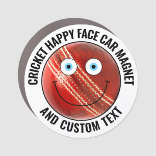 Cricket Ball Personalized Custom Happy Face 3" Car Magnet
