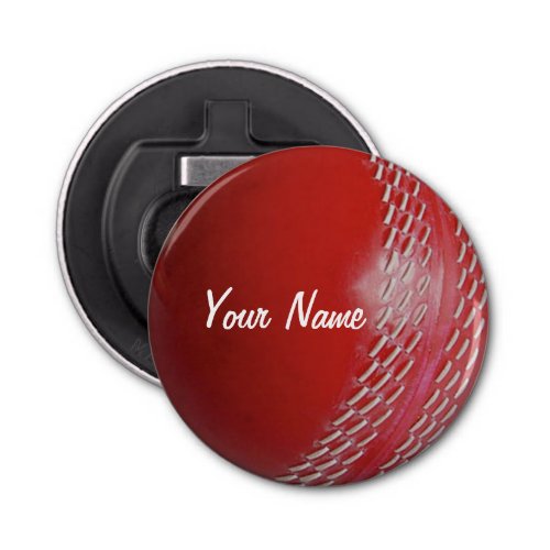 Cricket Ball Red Customize With Your Name Bottle Opener