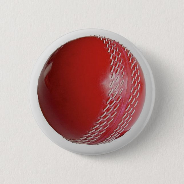 Cricket Ball Red Customize With Your Name Button (Front)