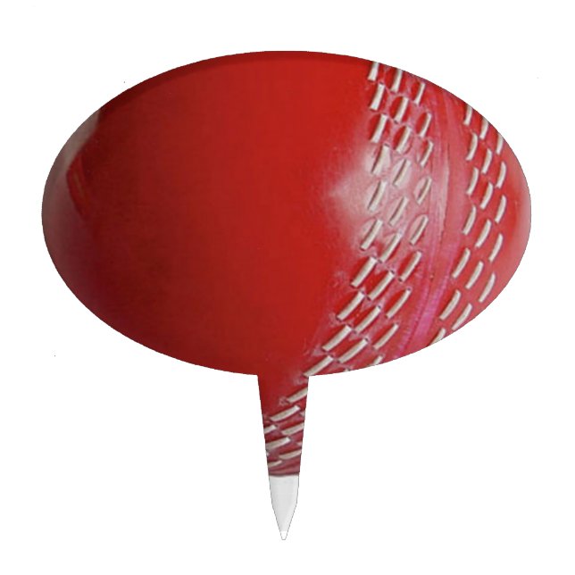 Cricket Ball Red Customize With Your Name Cake Topper (Front)