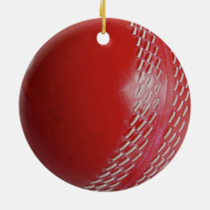 Cricket Ball Red Customize With Your Name Ceramic Ornament