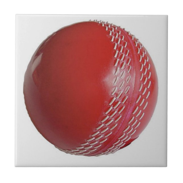 Cricket Ball Red Customize With Your Name Ceramic Tile (Front)