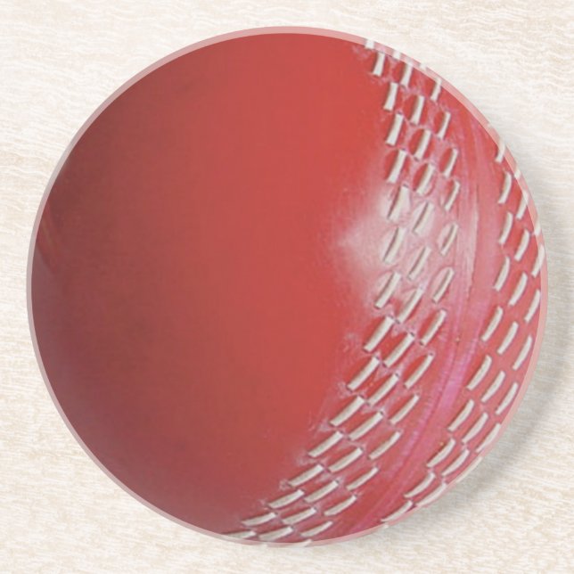 Cricket Ball Red Customize With Your Name Coaster (Front)