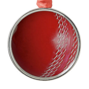 Cricket Ball Red Customize With Your Name Metal Ornament