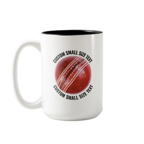 Cricket Ball & Small Text BLACK 15oz Custom Two-Tone Coffee Mug