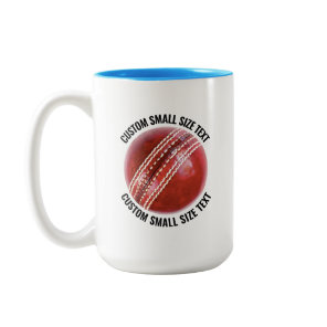 Cricket Ball & Small Text LIGHT BLUE 15oz Custom Two-Tone Coffee Mug