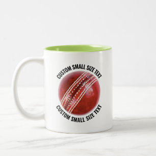 Cricket Ball & Small Text LIME GREEN 11oz Custom Two-Tone Coffee Mug