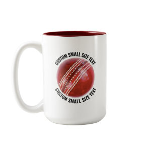 Cricket Ball & Small Text MAROON 15oz Custom Two-Tone Coffee Mug
