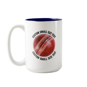 Cricket Ball & Small Text NAVY BLUE 15oz Custom Two-Tone Coffee Mug