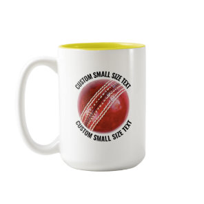 Cricket Ball & Small Text YELLOW 15oz Custom Two-Tone Coffee Mug