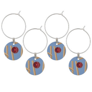 Cricket Ball Smashing Cricket Stumps, Wine Charm