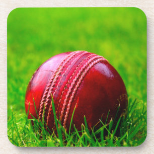 Cricket Ball Sport Personalize it With Text Beverage Coaster