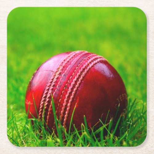 Cricket Ball Sport Personalize it With Text Square Paper Coaster