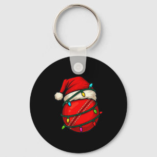 Cricket Ball With Santa Hat Funny Christmas Xmas G Keychain