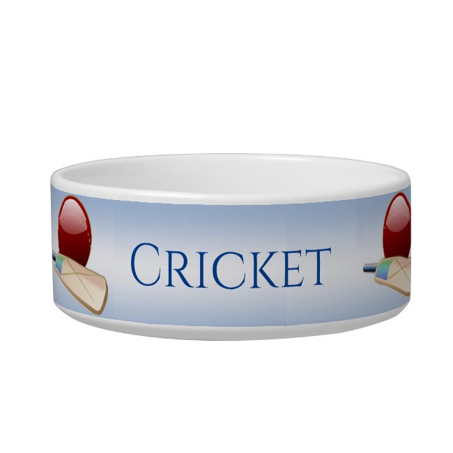 Cricket Balls and Bats Sports Blue Pet Bowl