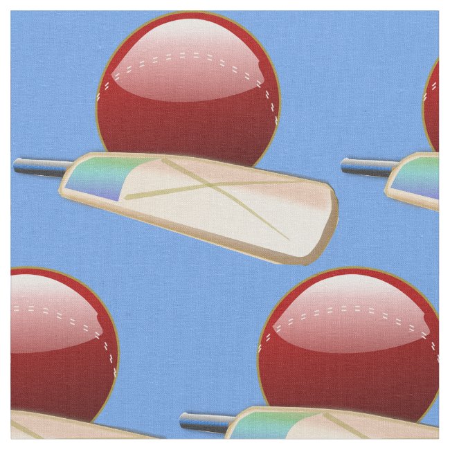 Cricket Balls and Bats Sports Pattern Fabric