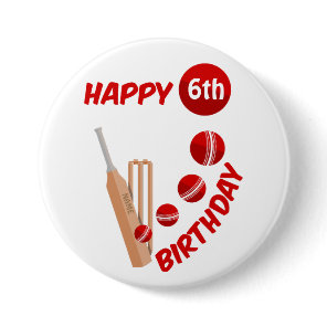 Cricket Bat and Ball Kids Birthday Button