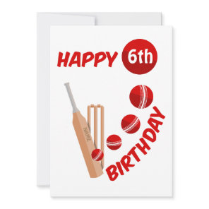 Cricket Bat and Ball Kids Birthday Holiday Card