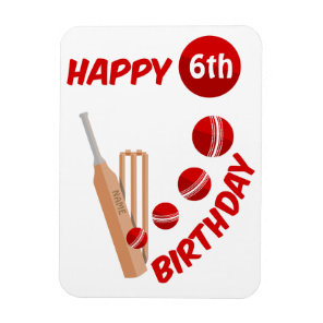 Cricket Bat and Ball Kids Birthday Magnet