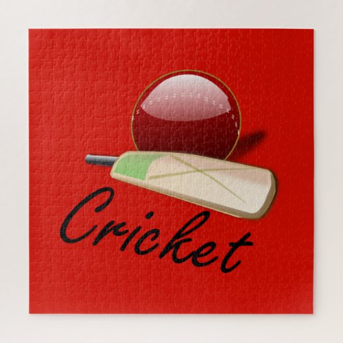 Cricket bat and ball labeled jigsaw puzzle