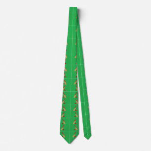 Cricket bat and ball on grass neck tie