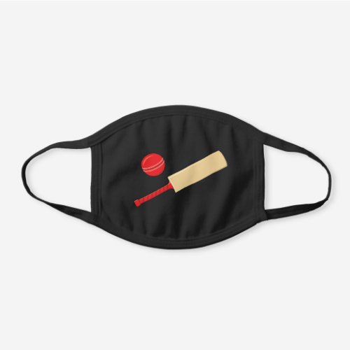Cricket Bat and Ball Sports Black Cotton Face Mask