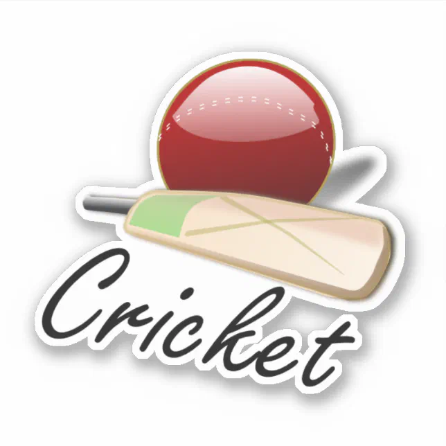 Cricket, bat and ball sticker Zazzle